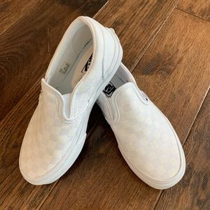 Kids White Checkered Vans size 1.5